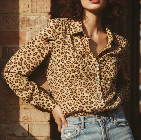 Guess Tops - Guess Animal Print Button-Down Shirt